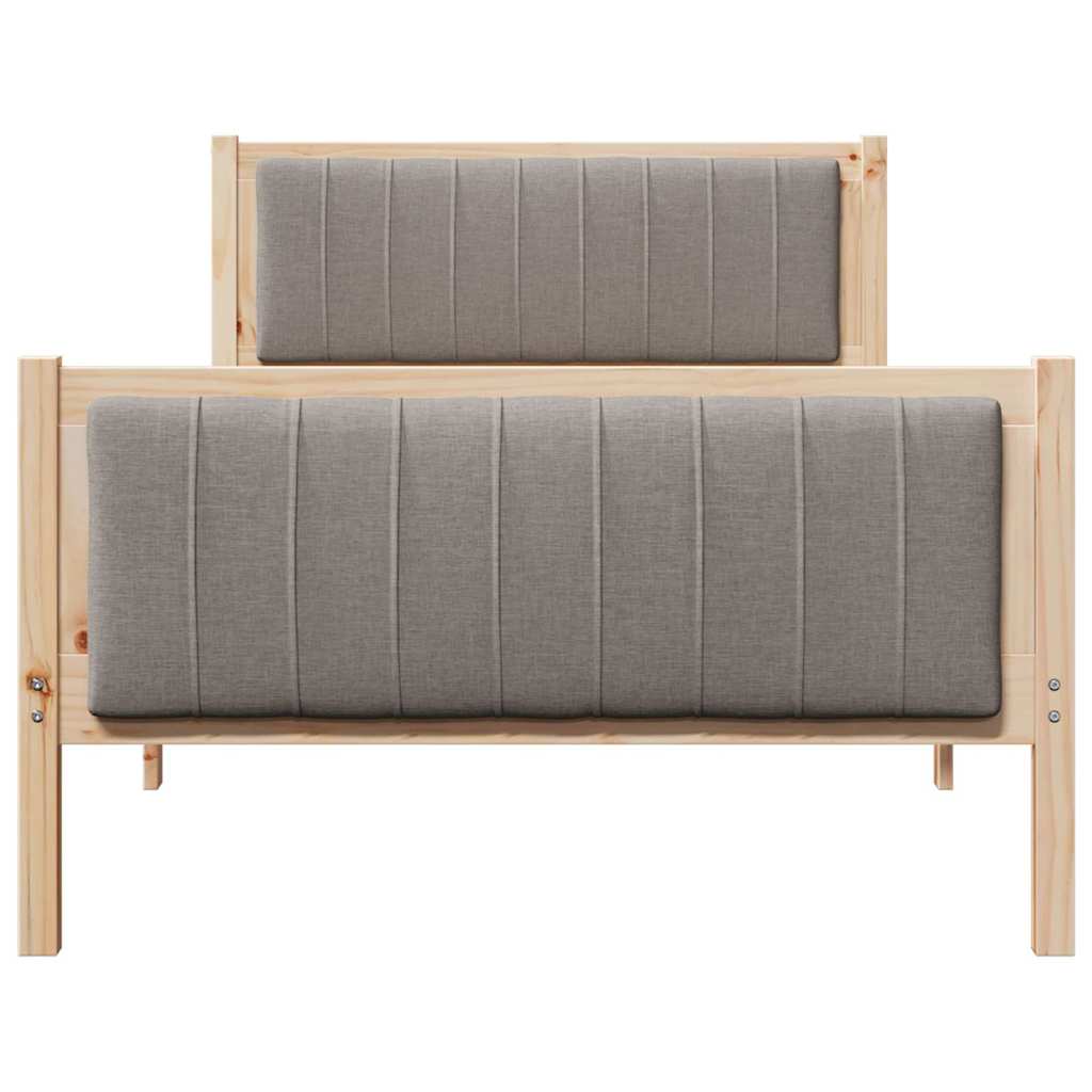 Bed frame Brown and taupe 100 x 200 cm Solid pine wood